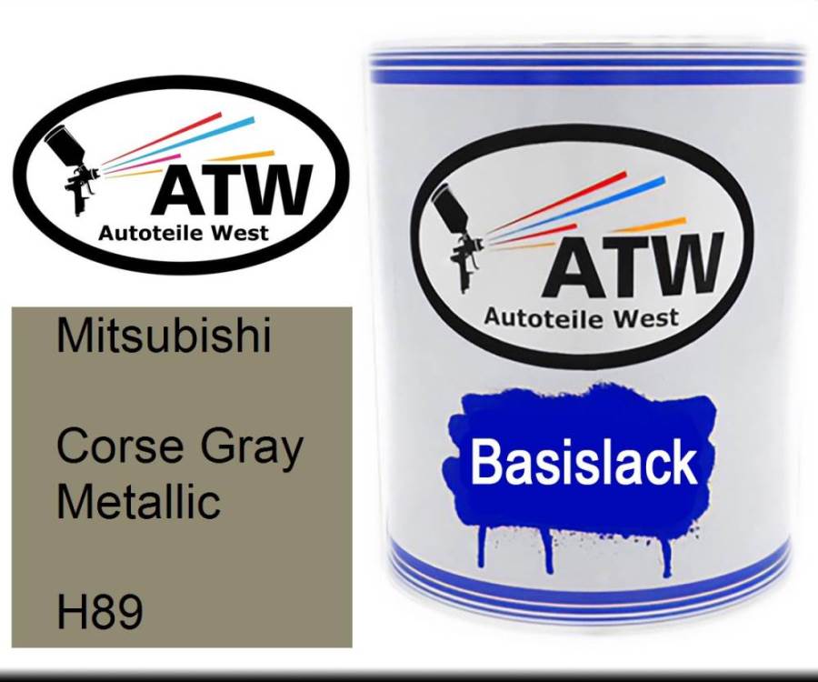 Mitsubishi, Corse Gray Metallic, H89: 1L Lackdose, von ATW Autoteile West.